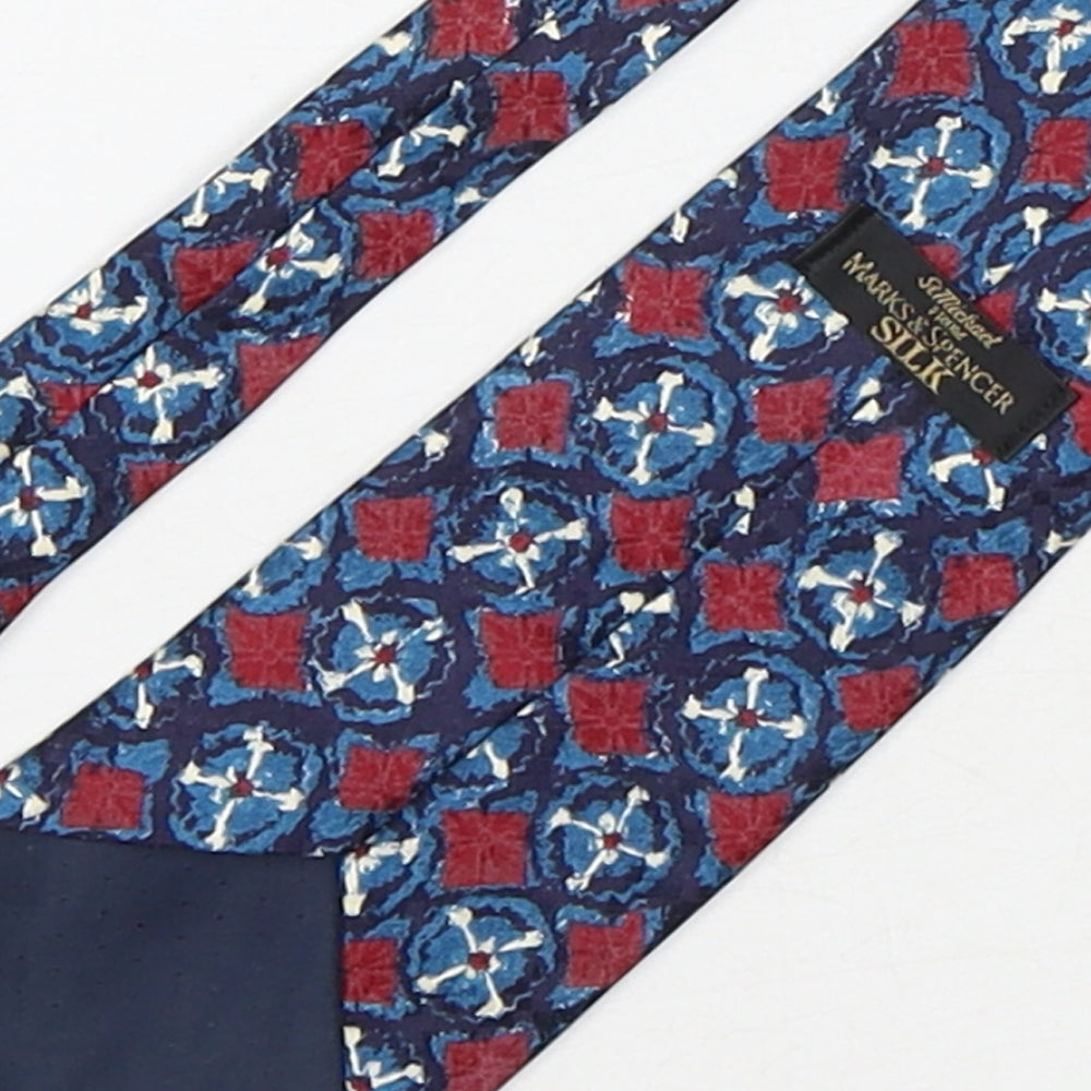 Marks and Spencer Mens Multicoloured Geometric Silk Pointed Tie One Size