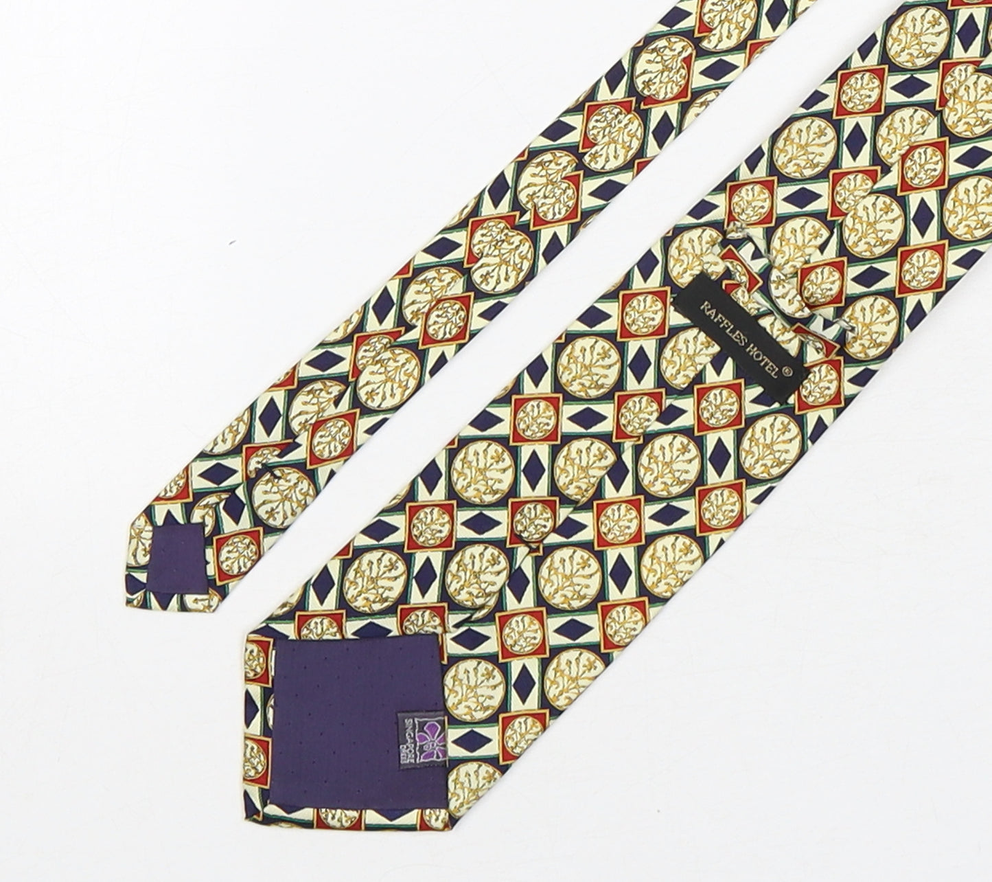 Raffles Hotel Mens Multicoloured Geometric Silk Pointed Tie One Size