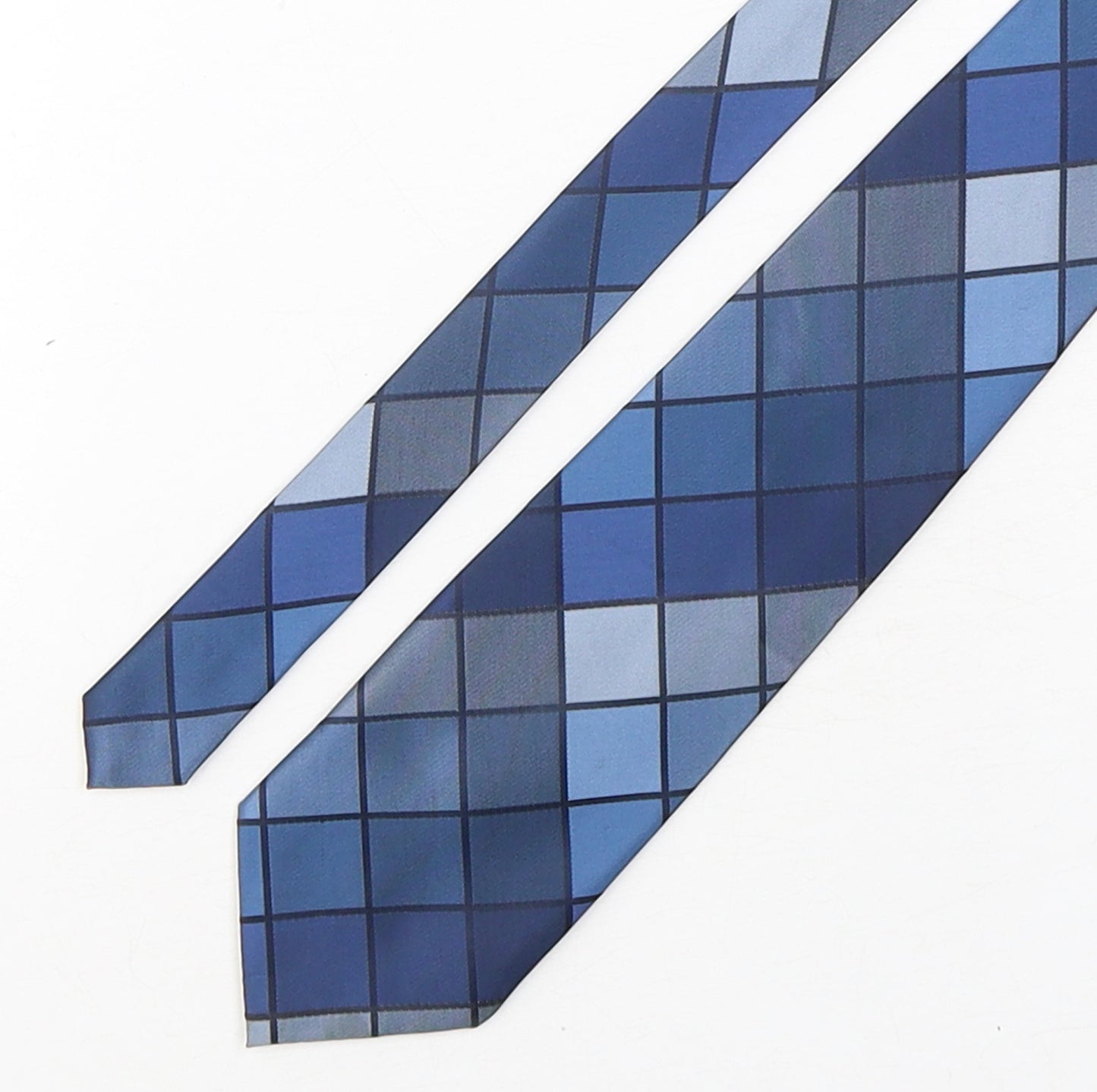 Greenwoods Mens Blue Plaids & Checks Polyester Pointed Tie One Size