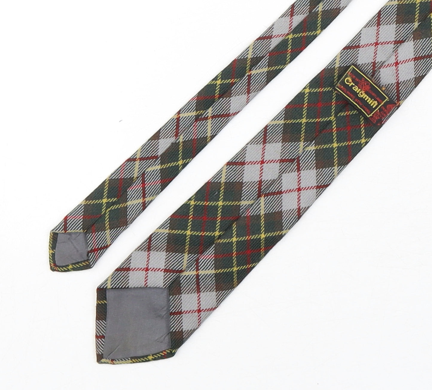 Craigmill Mens Multicoloured Plaids & Checks Wool Pointed Tie One Size