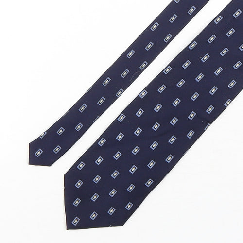 Milano Mens Blue Geometric Silk Pointed Tie One Size