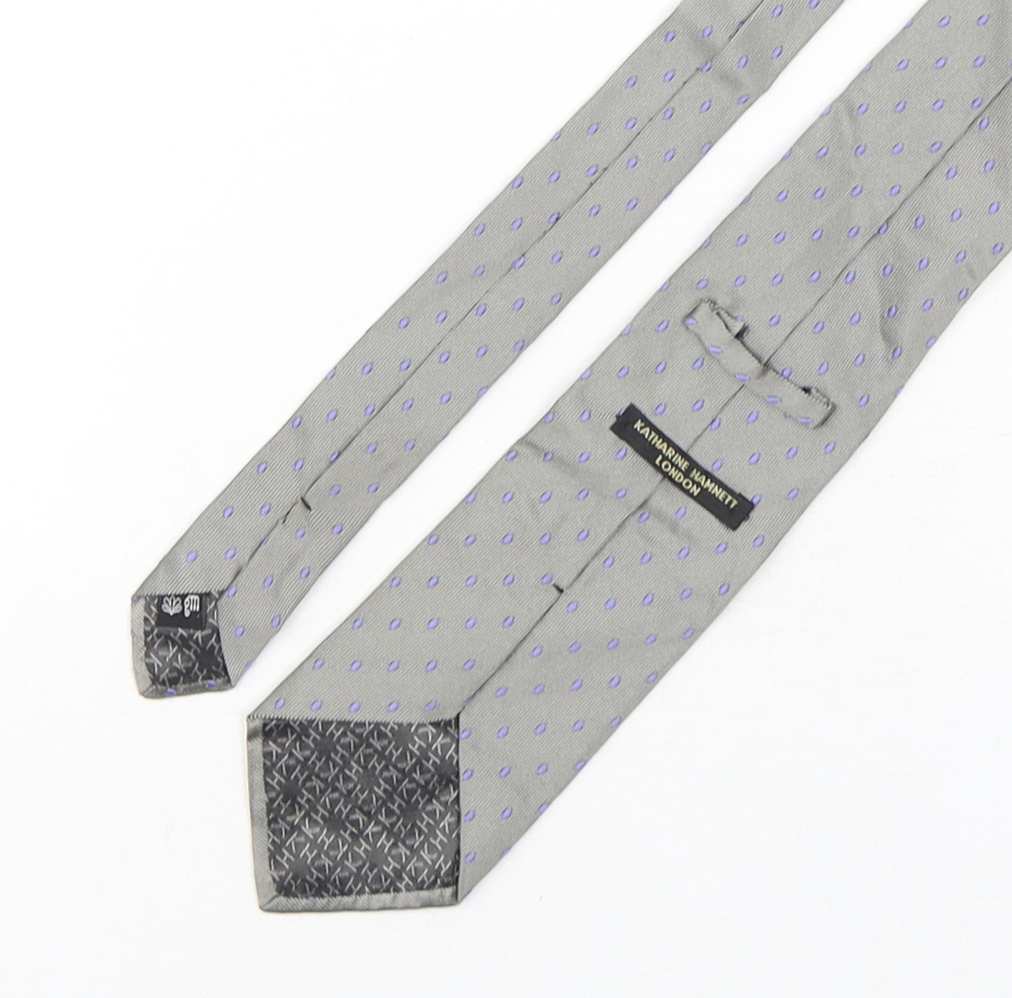 Katharine Hamnet Mens Grey Polka Dot Silk Pointed Tie One Size