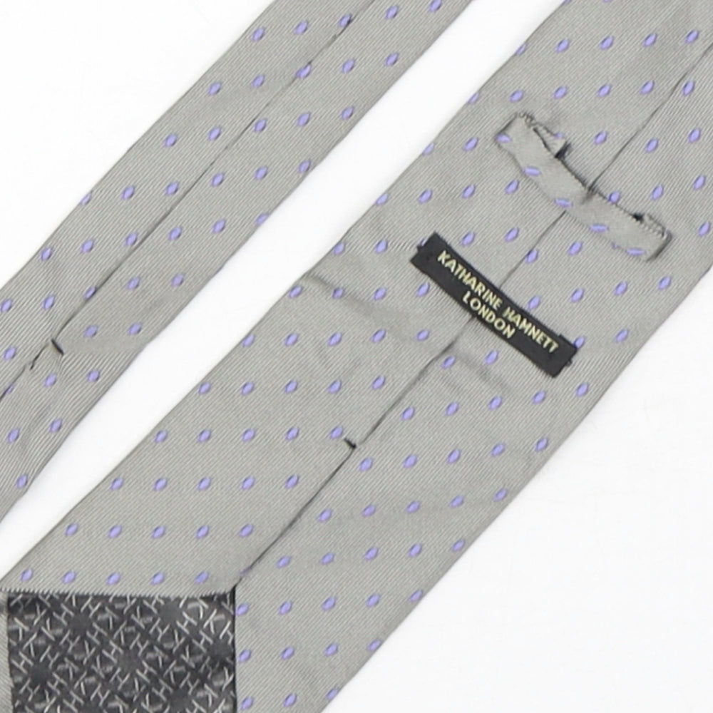 Katharine Hamnet Mens Grey Polka Dot Silk Pointed Tie One Size
