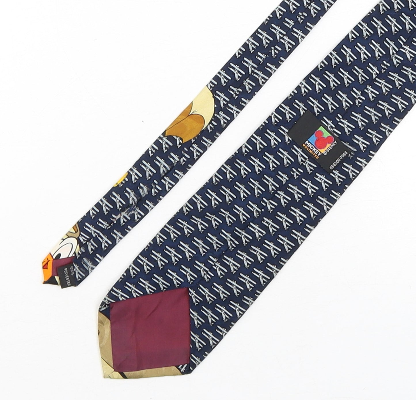 Mickey Unlimited Mens Multicoloured Geometric Polyester Pointed Tie One Size - Mickey Mouse