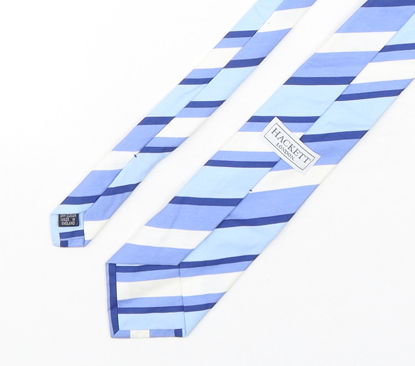 Hackett  Mens Blue Striped Cotton Pointed Tie One Size