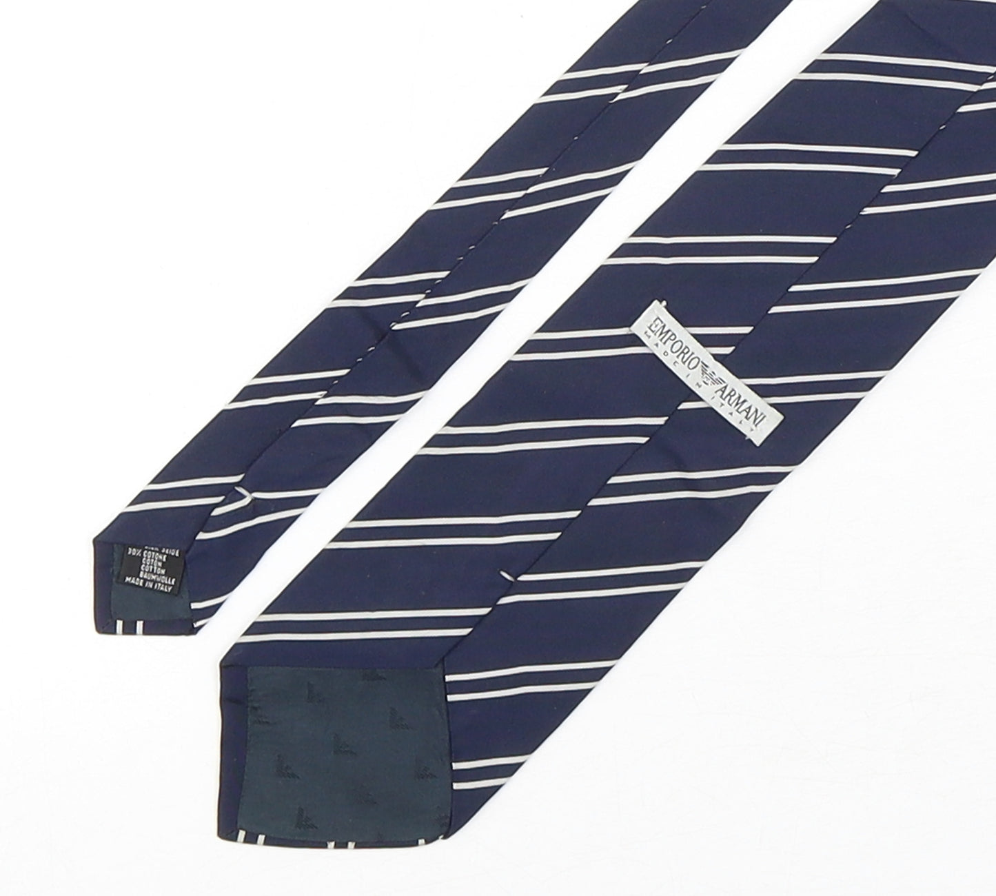 Emporio Armani Mens Blue Striped Silk Pointed Tie One Size