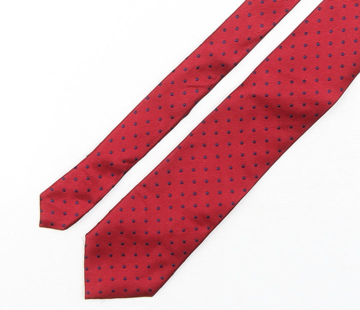 John Lewis Mens Red Polka Dot Silk Pointed Tie One Size