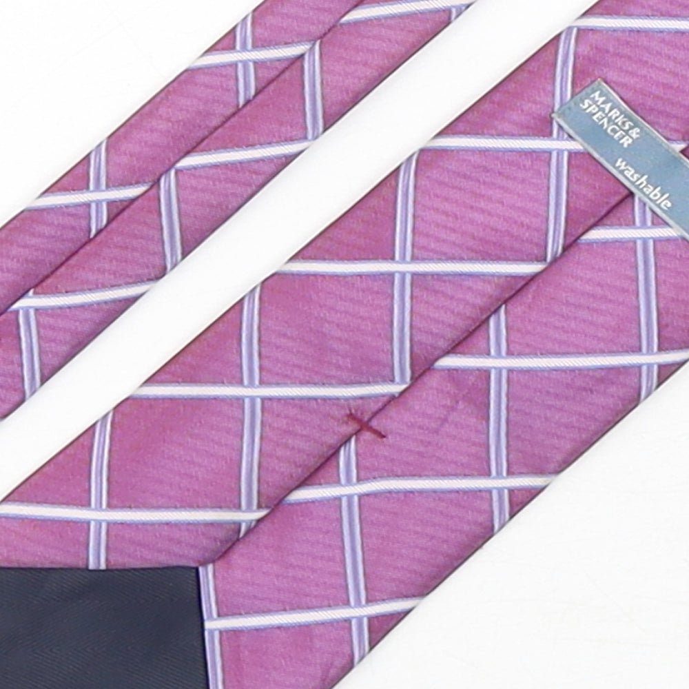 Marks and Spencer Mens Purple Plaids & Checks Polyester Pointed Tie One Size