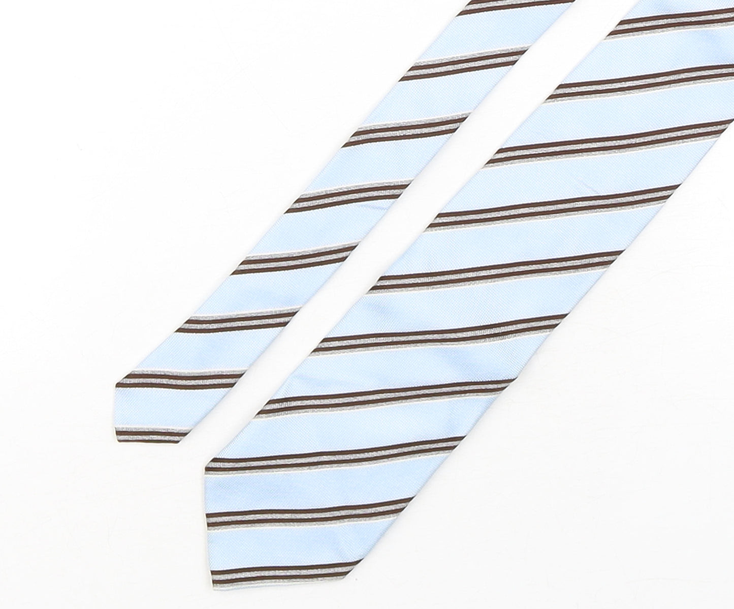 Profuomo Mens Blue Striped Silk Pointed Tie One Size
