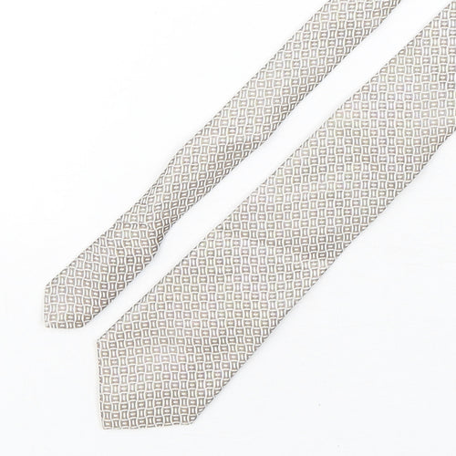 Autograph Mens Beige Geometric Silk Pointed Tie One Size