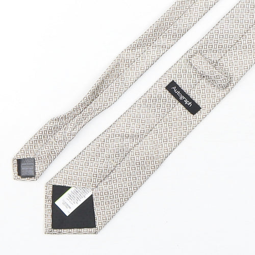 Autograph Mens Beige Geometric Silk Pointed Tie One Size