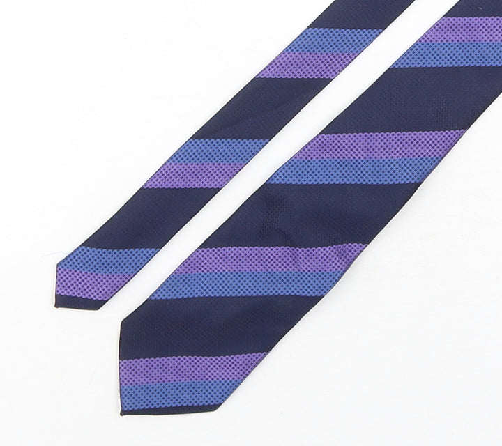 BHS Mens Multicoloured Striped Polyester Pointed Tie One Size