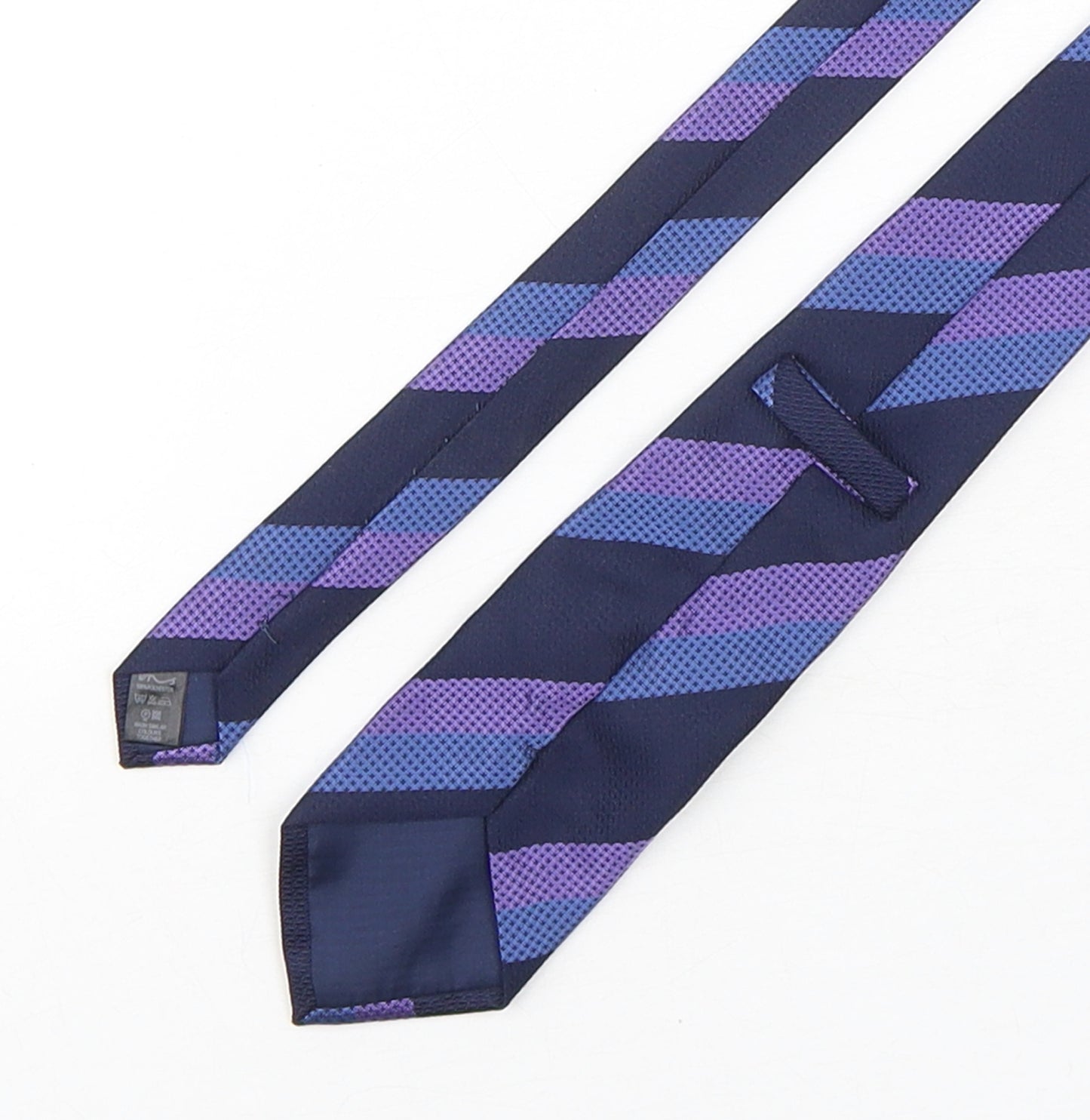 BHS Mens Multicoloured Striped Polyester Pointed Tie One Size