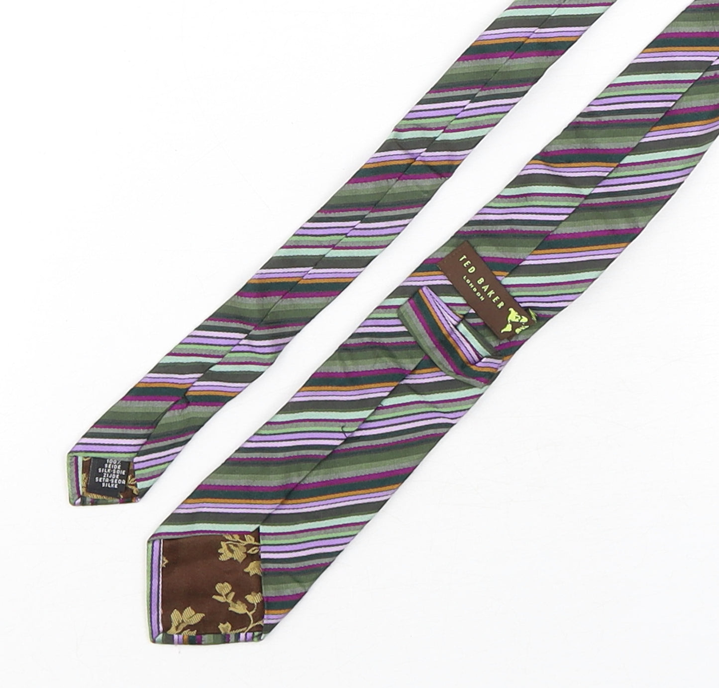 Ted Baker  Mens Multicoloured Striped Silk Pointed Tie One Size