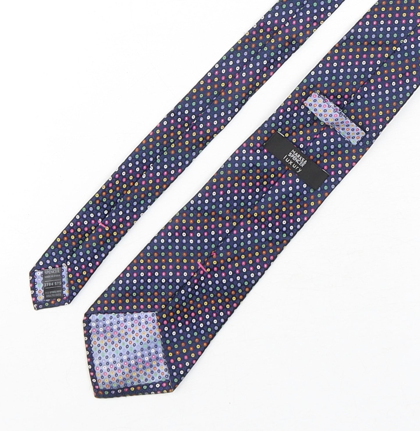 Marks and Spencer Mens Multicoloured Polka Dot Silk Pointed Tie One Size