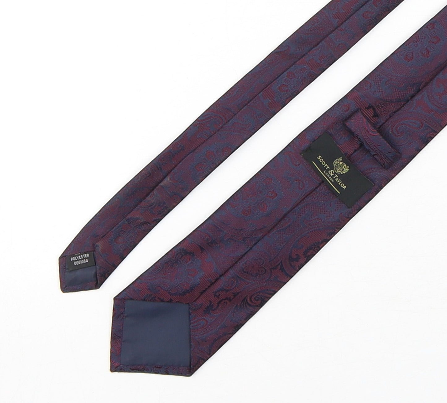 Scott & Taylor  Mens Purple Paisley Polyester Pointed Tie One Size