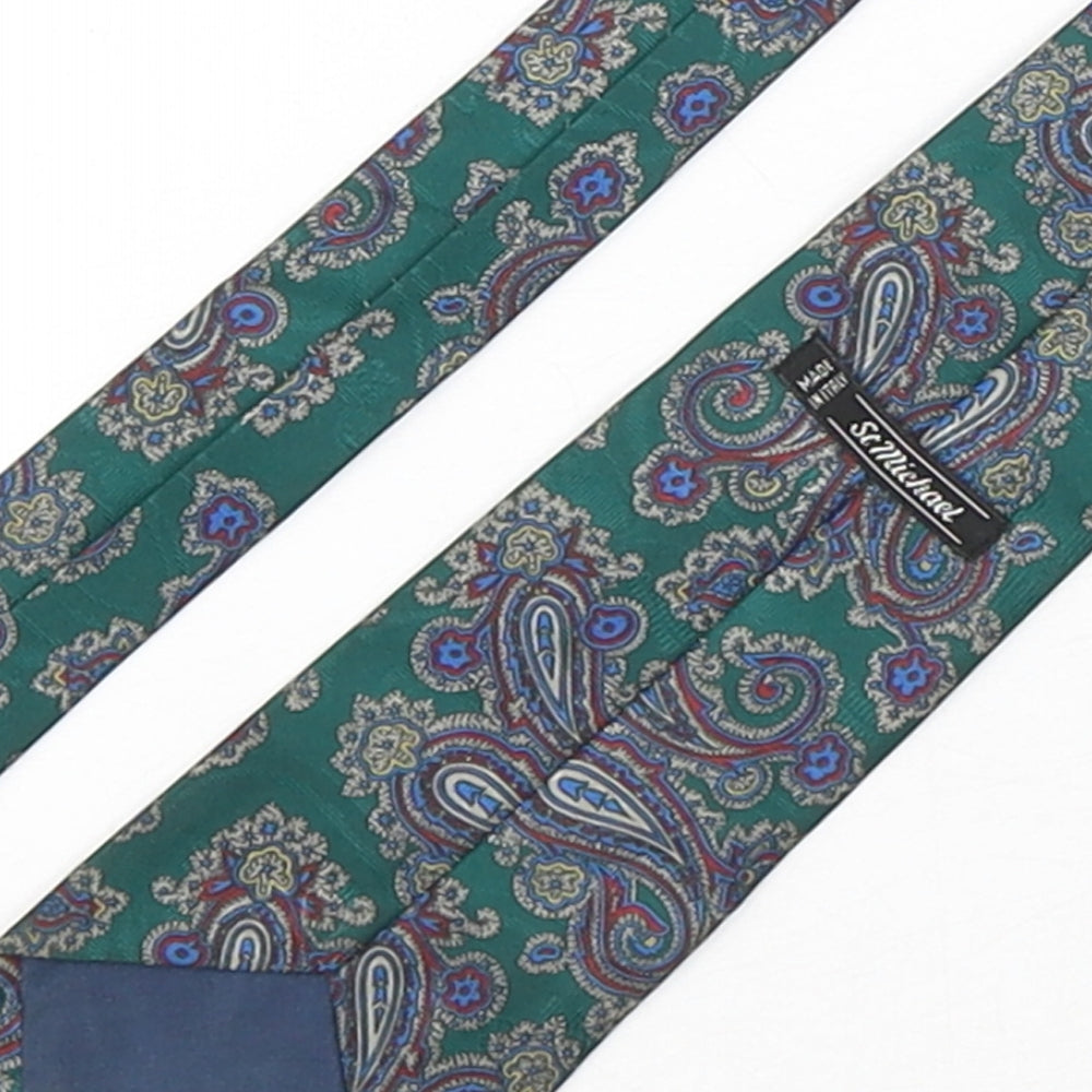 StMichael Mens Multicoloured Paisley Polyester Pointed Tie One Size