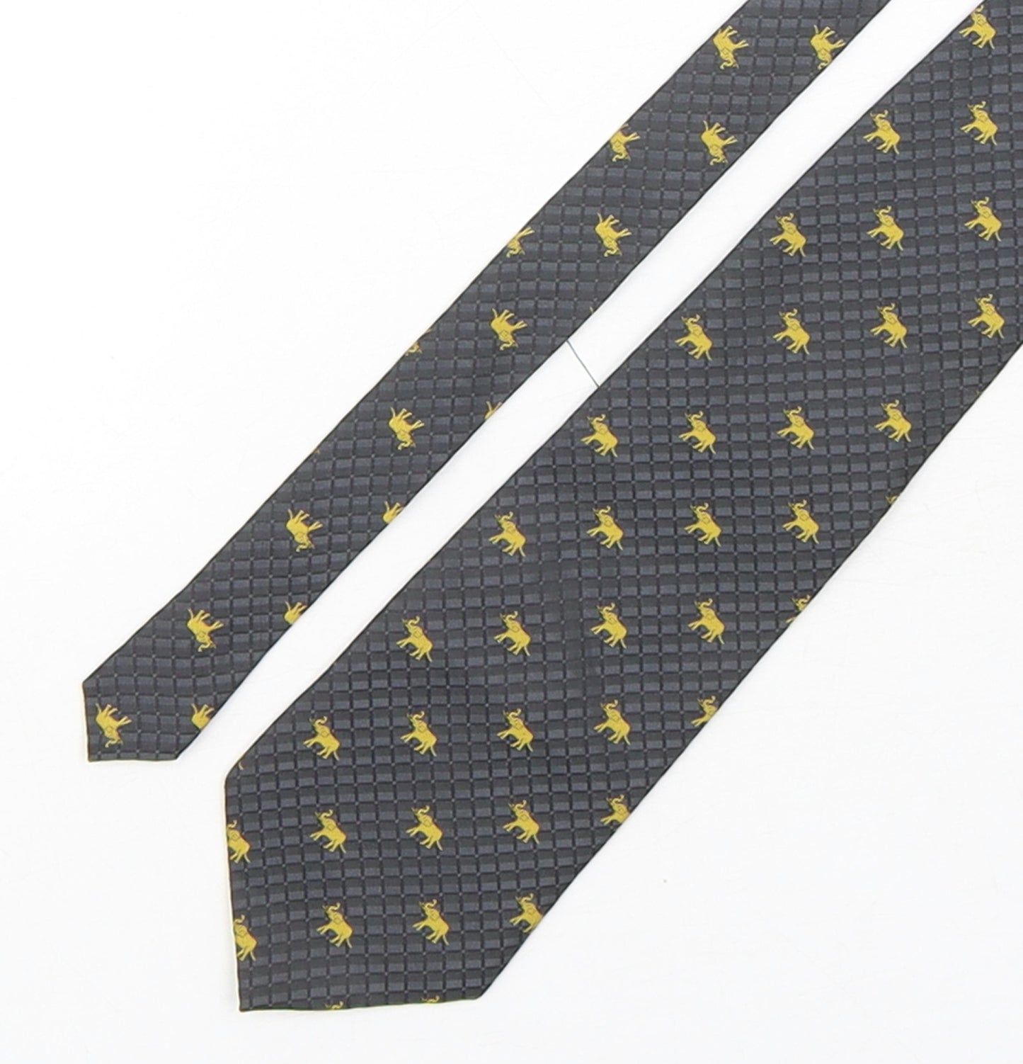 Carissimo Mens Multicoloured Geometric Silk Pointed Tie One Size - Elephants