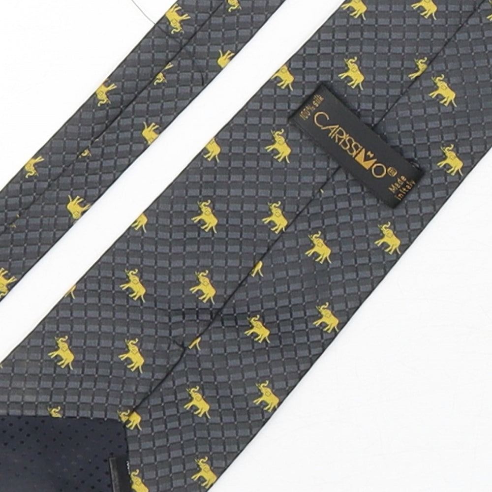 Carissimo Mens Multicoloured Geometric Silk Pointed Tie One Size - Elephants