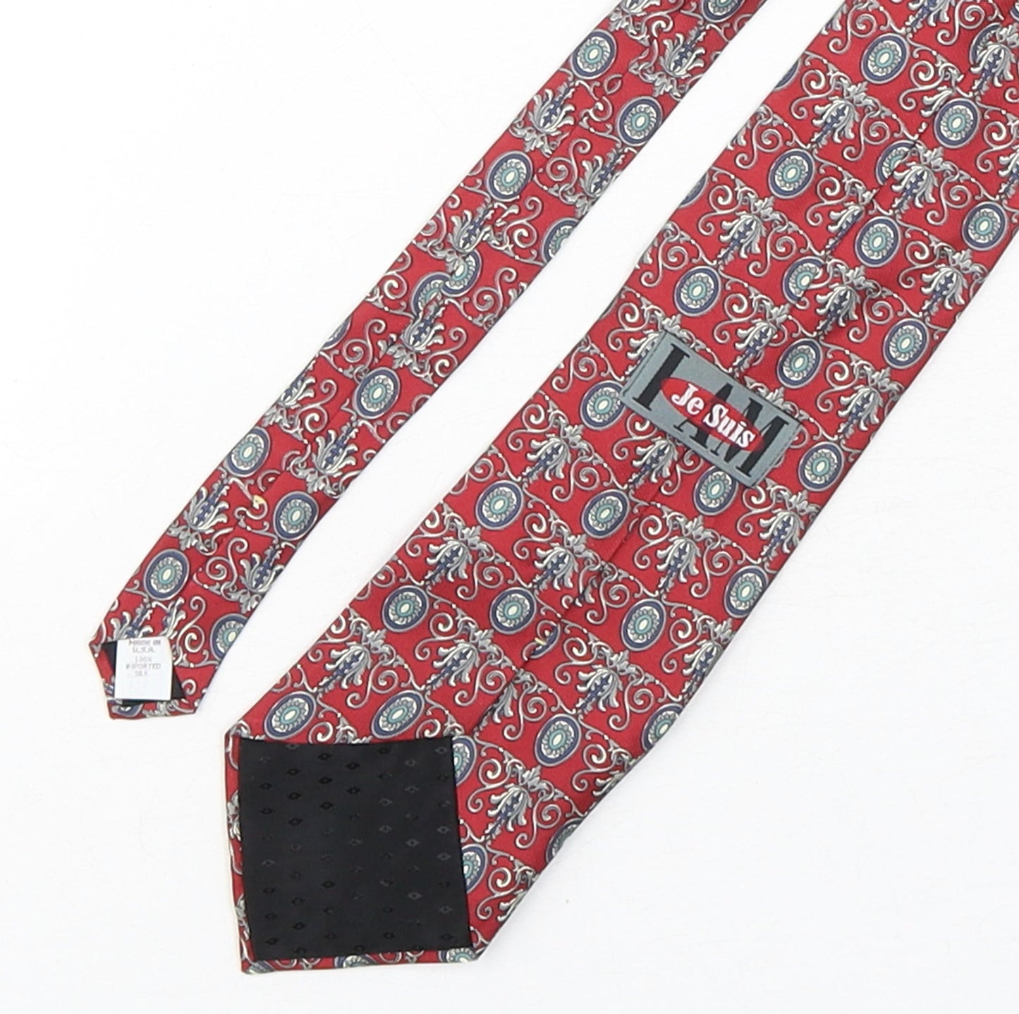 je Suis  Mens Multicoloured Geometric Silk Pointed Tie One Size