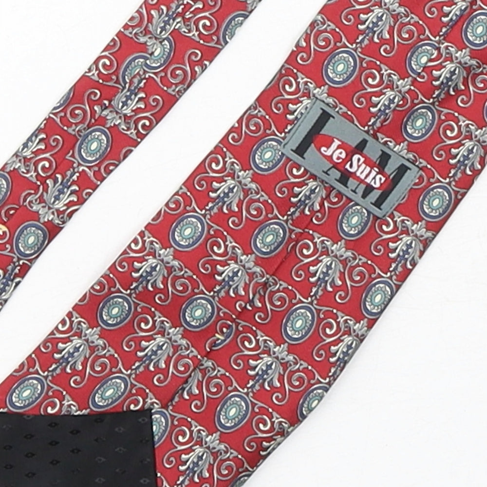 je Suis  Mens Multicoloured Geometric Silk Pointed Tie One Size