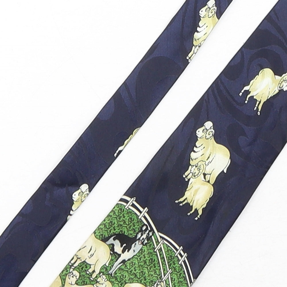 The Tie Studio  Mens Multicoloured Geometric Polyester Pointed Tie One Size - Sheep Print