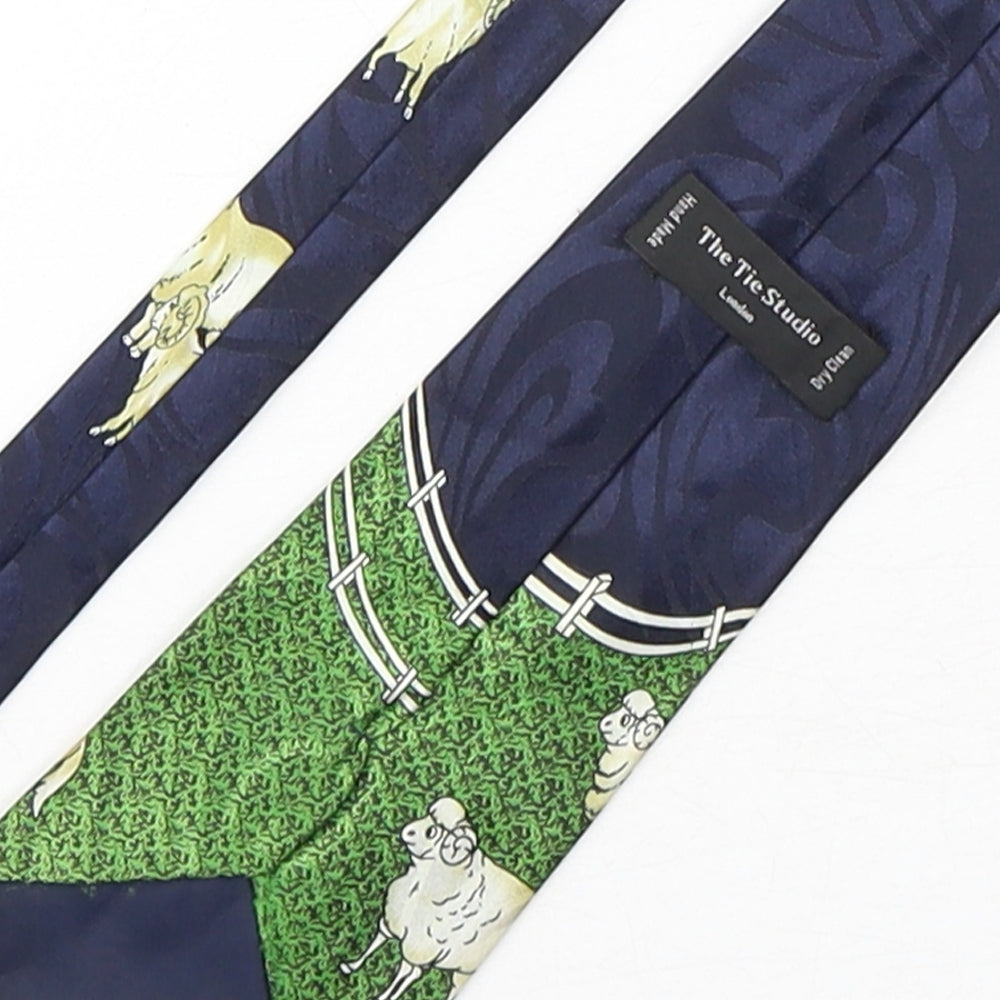 The Tie Studio  Mens Multicoloured Geometric Polyester Pointed Tie One Size - Sheep Print