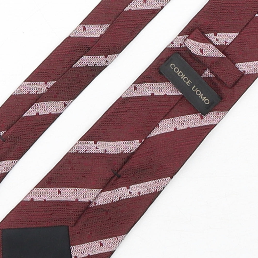 Codice Uomo Mens Purple Striped Silk Pointed Tie One Size