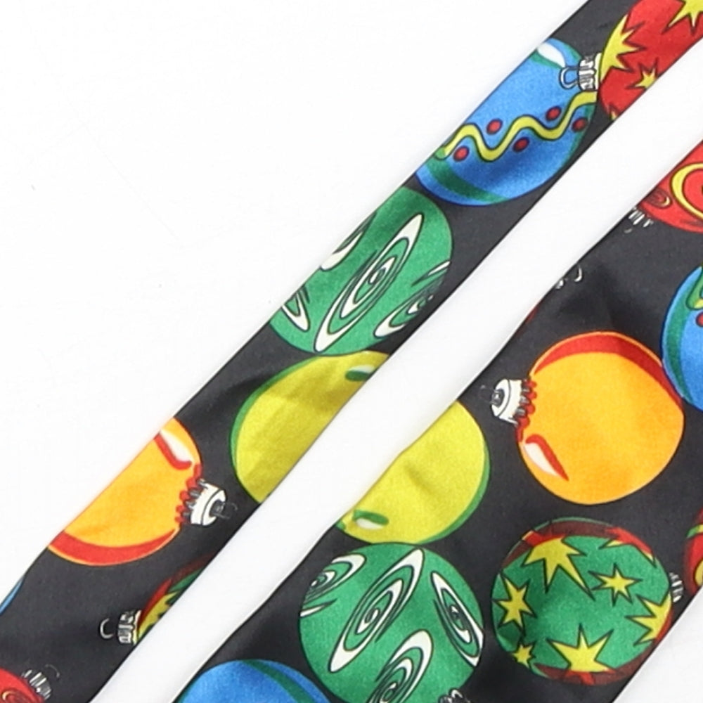 Fun Time  Mens Multicoloured Geometric Polyester Pointed Tie One Size - Christmas Baubles