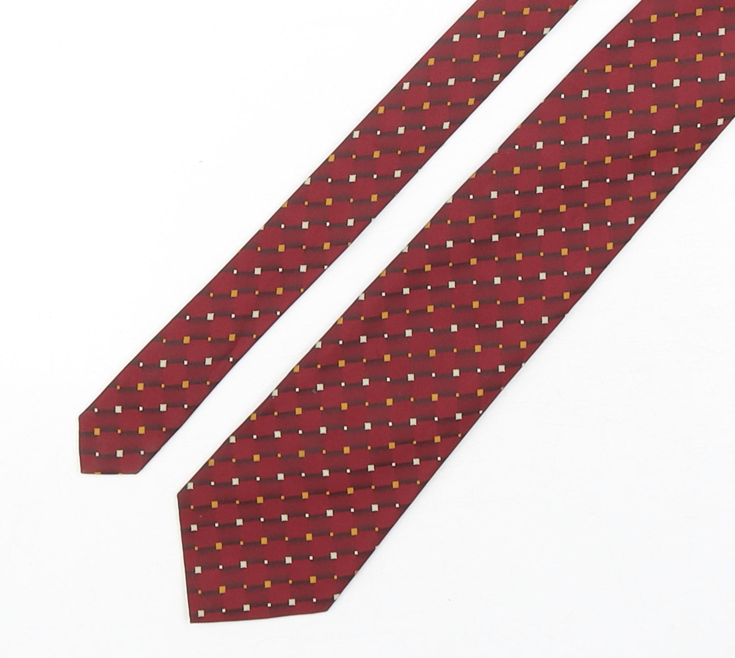 Marks and Spencer Mens Red Geometric Polyester Pointed Tie One Size