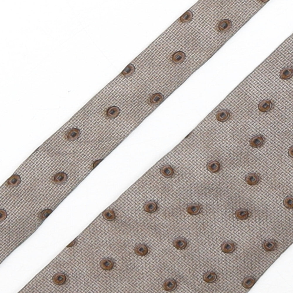 Perry Ellis  Mens Brown Polka Dot Silk Pointed Tie One Size