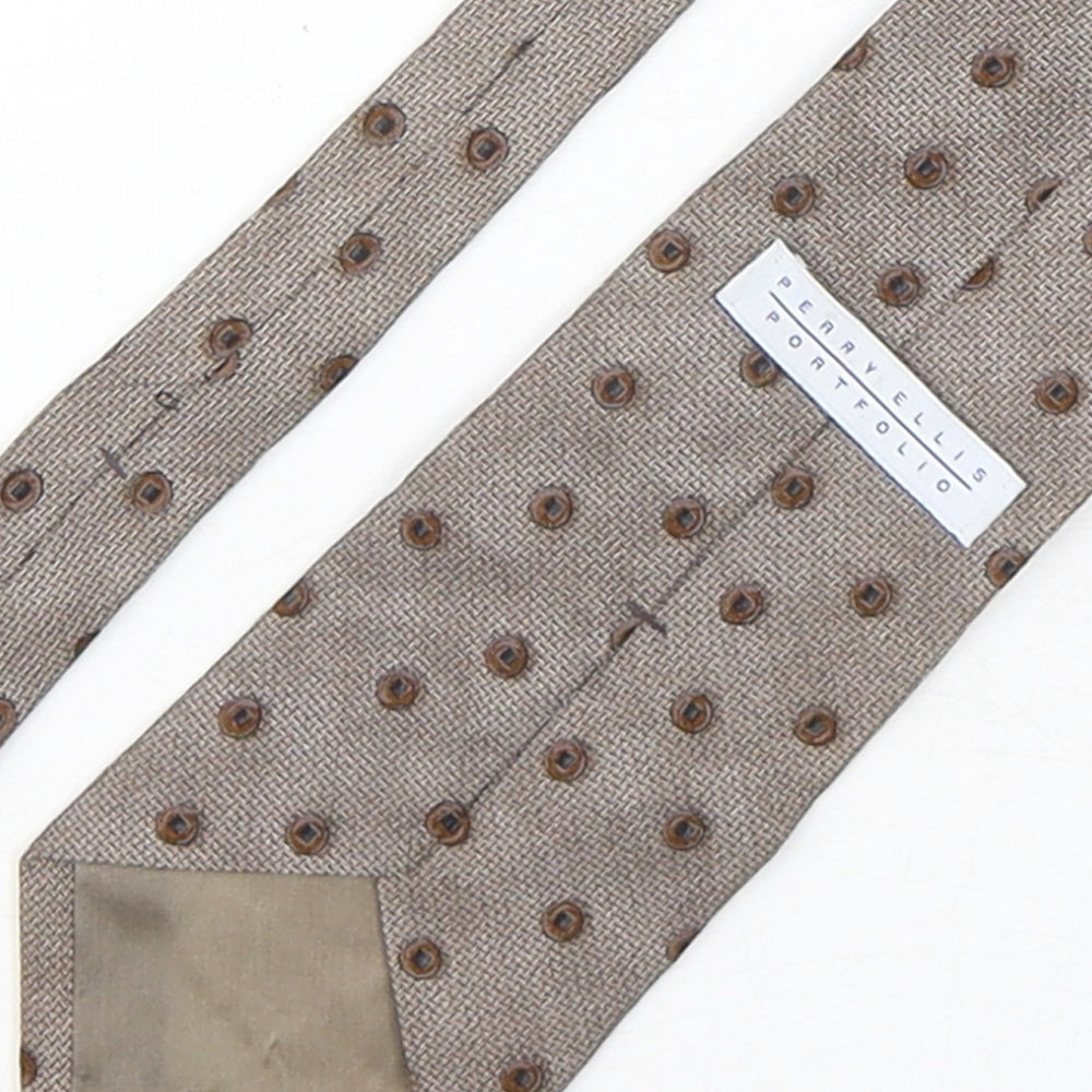 Perry Ellis  Mens Brown Polka Dot Silk Pointed Tie One Size