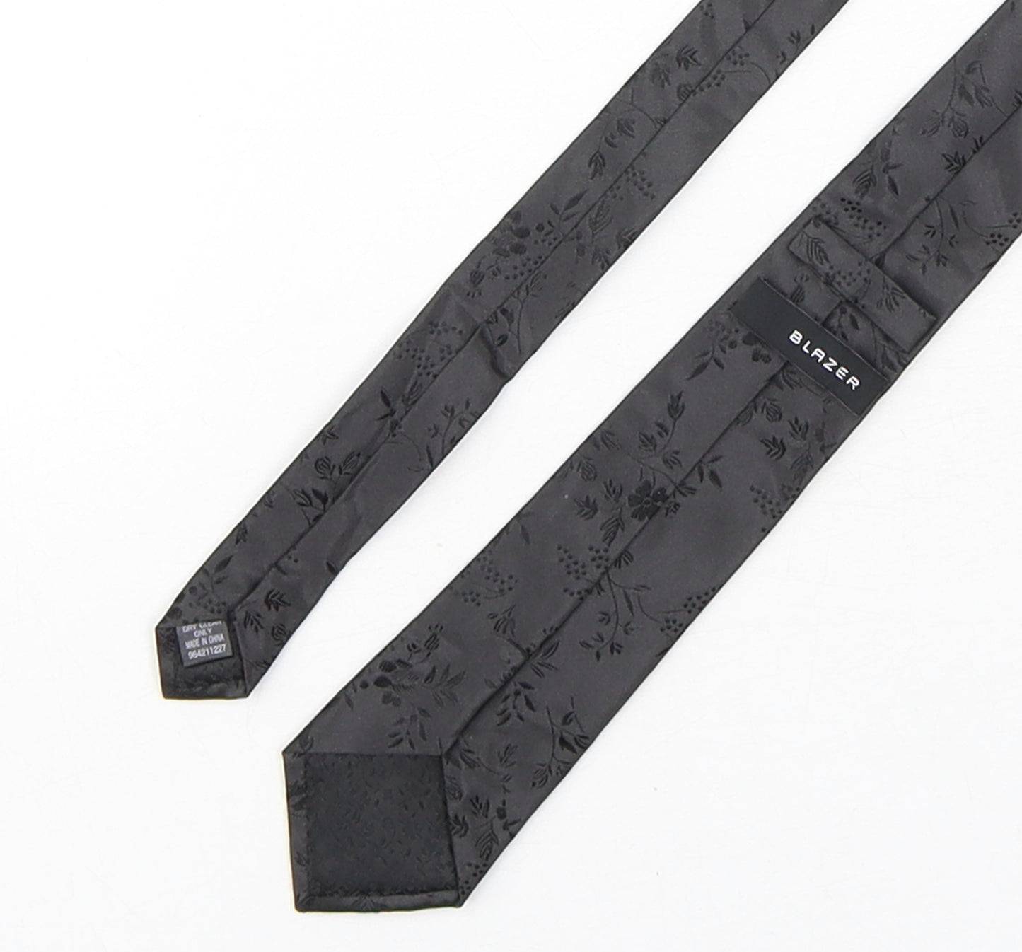 Blazer  Mens Black Floral Silk Pointed Tie One Size