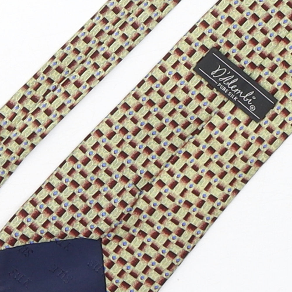 D'Alemli Mens Multicoloured Geometric Silk Pointed Tie One Size