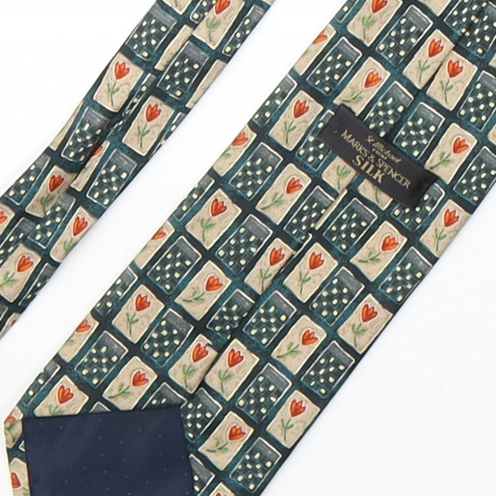 Marks and Spencer Mens Multicoloured Geometric Silk Pointed Tie One Size