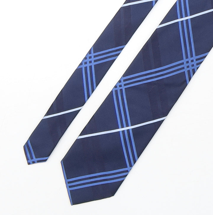 Tie Rack Mens Blue Plaids & Checks Silk Pointed Tie One Size