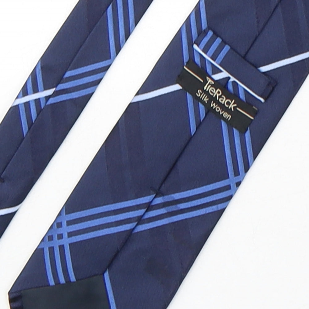Tie Rack  Mens Blue Plaids & Checks Silk Pointed Tie One Size