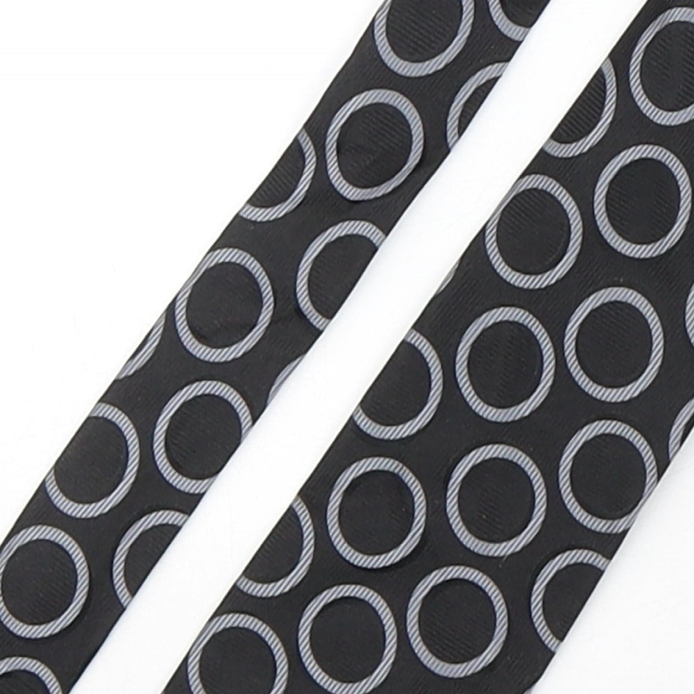 NEXT Mens Black Geometric Silk Pointed Tie One Size