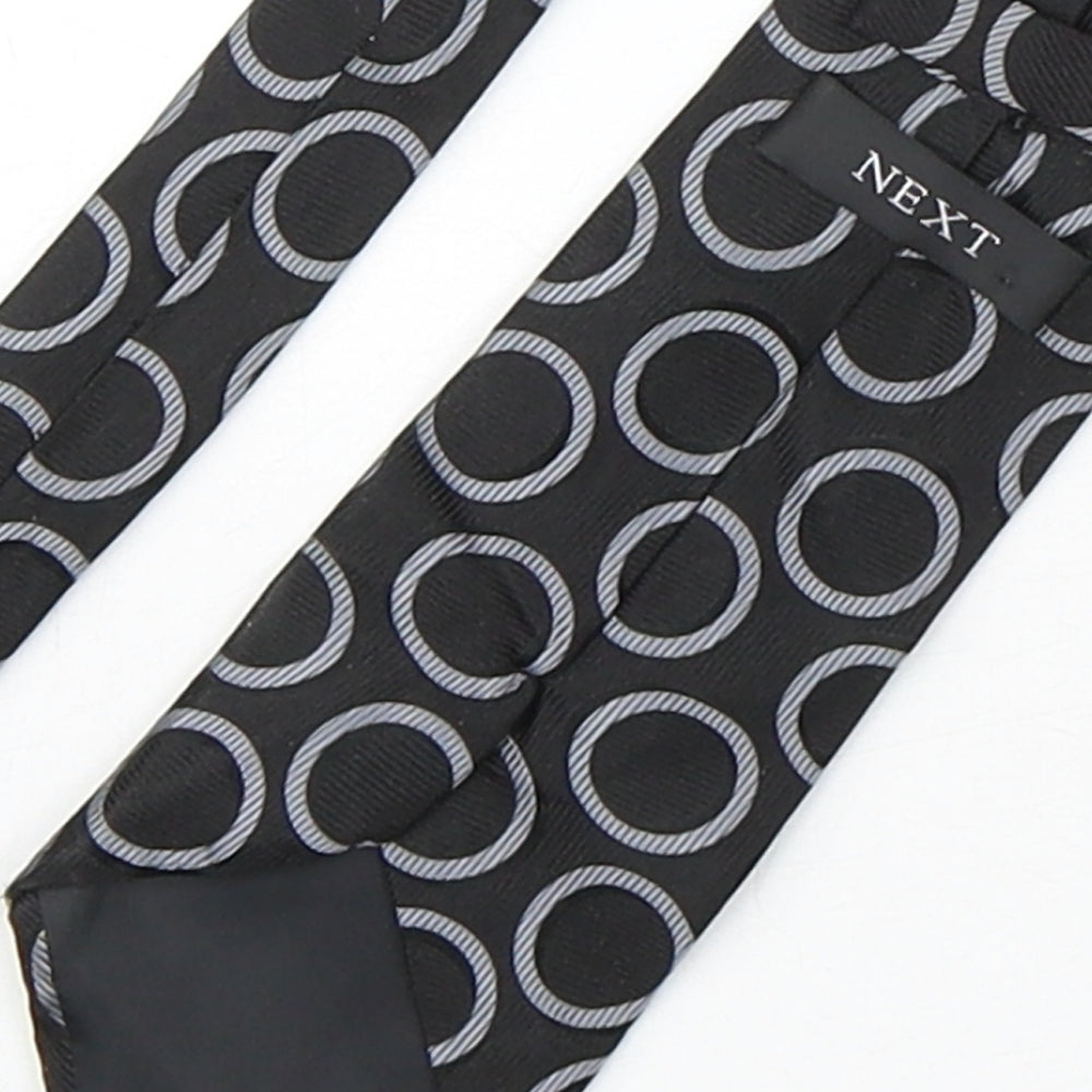 NEXT Mens Black Geometric Silk Pointed Tie One Size