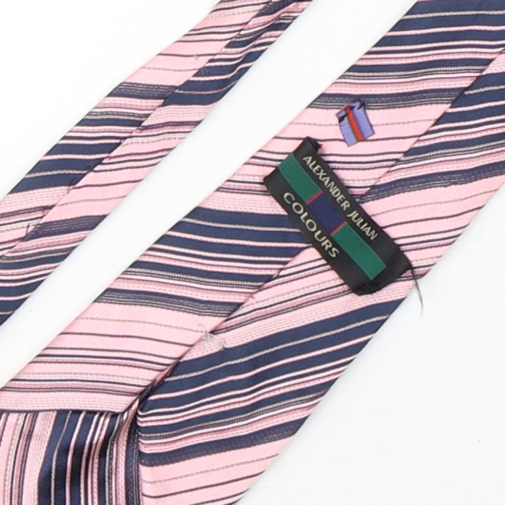 Alexander Julian  Mens Multicoloured Striped Silk Pointed Tie One Size