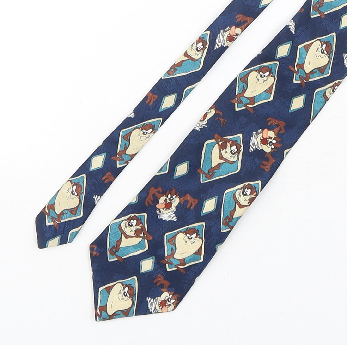 Looney Tunes  Mens Multicoloured Geometric Polyester Pointed Tie One Size - Tasmanian Devil