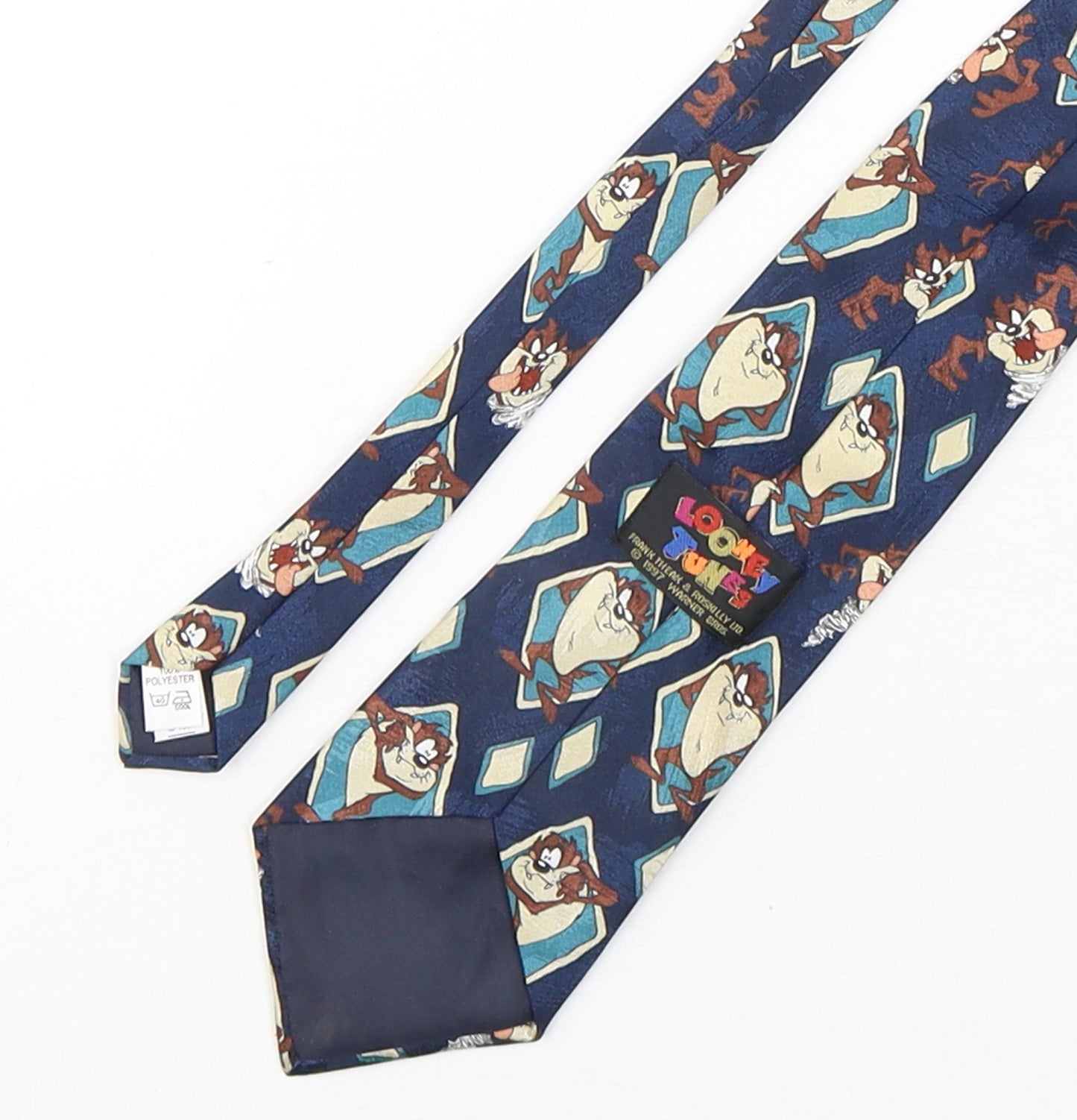 Looney Tunes  Mens Multicoloured Geometric Polyester Pointed Tie One Size - Tasmanian Devil
