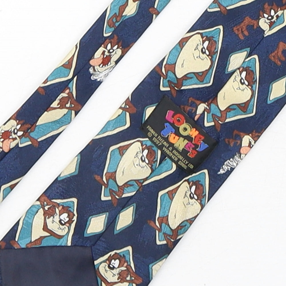 Looney Tunes  Mens Multicoloured Geometric Polyester Pointed Tie One Size - Tasmanian Devil