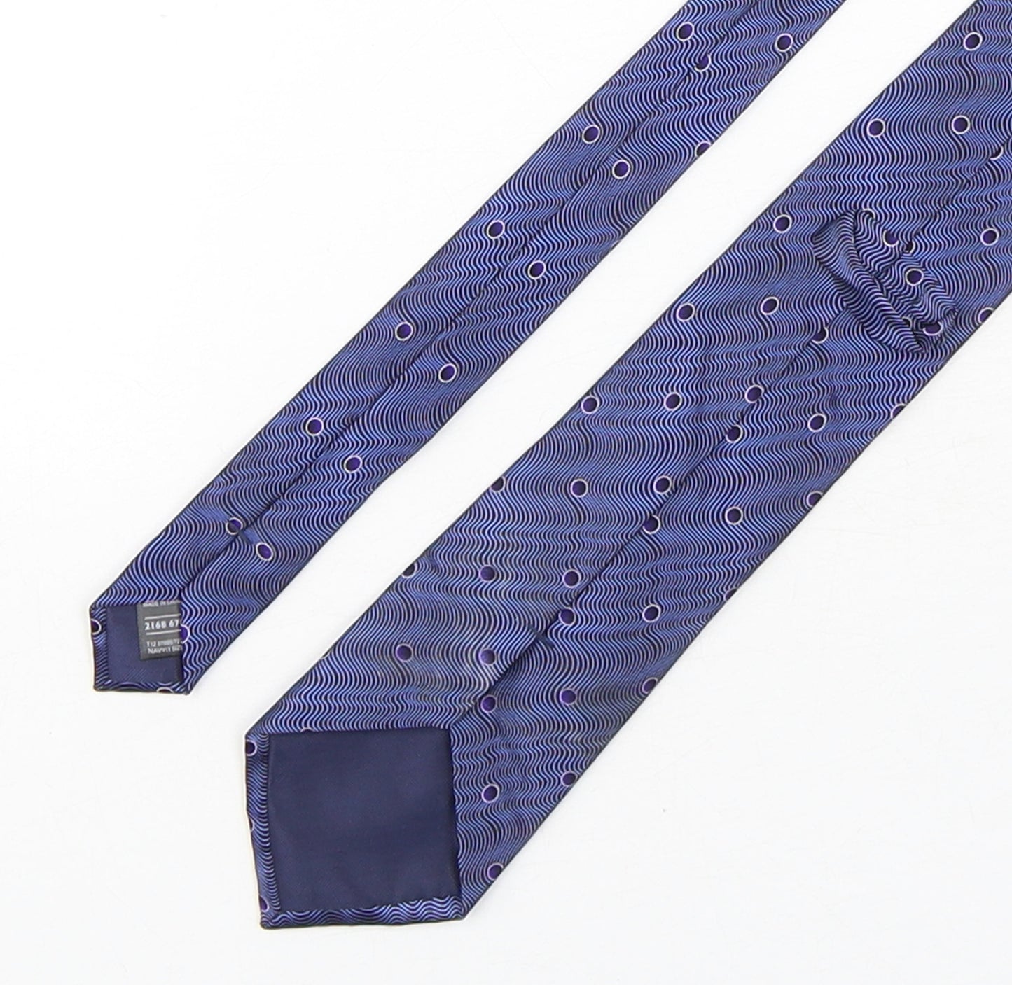 Marks and Spencer Mens Blue Geometric Silk Pointed Tie One Size