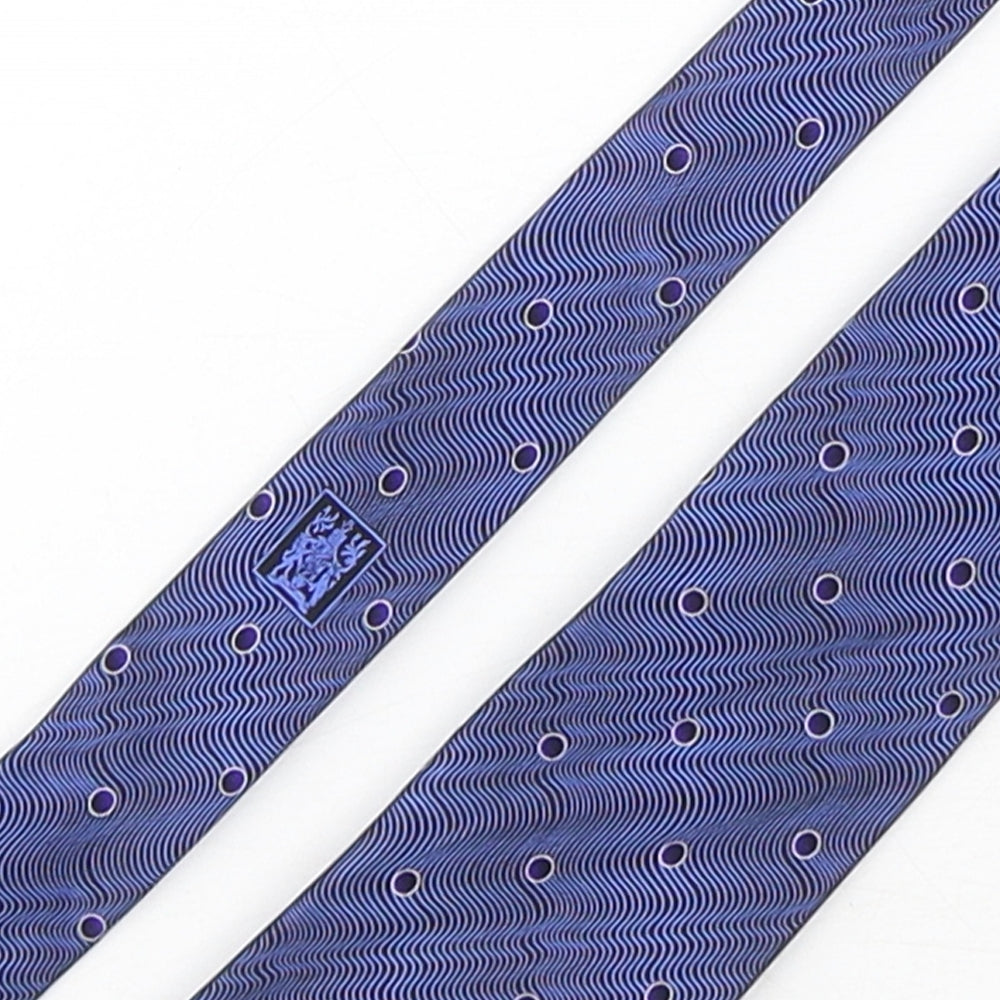 Marks and Spencer Mens Blue Geometric Silk Pointed Tie One Size