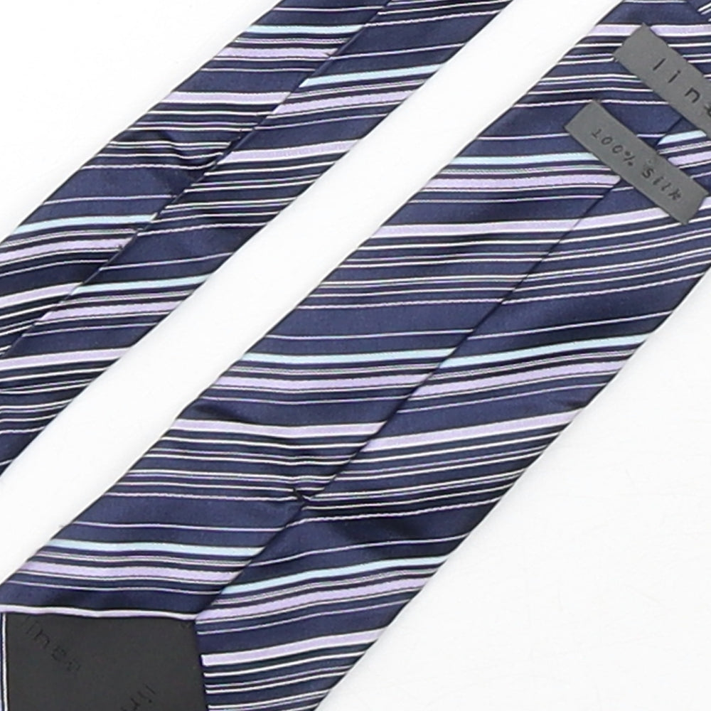 Linea  Mens Blue Striped Silk Pointed Tie One Size