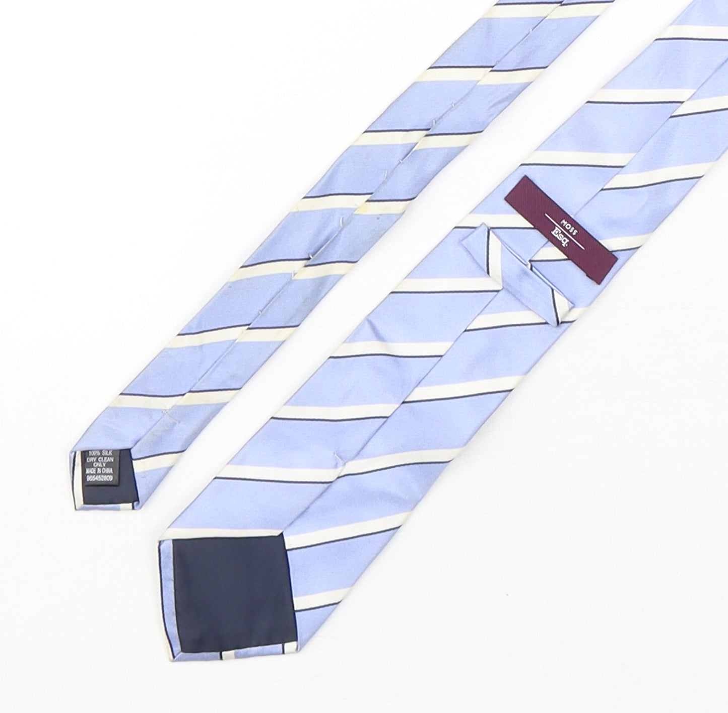 Moss Mens Blue Striped Silk Pointed Tie One Size