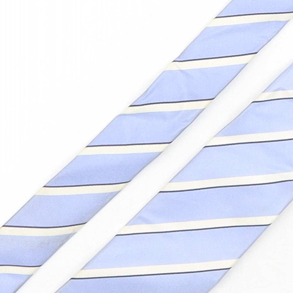 Moss Mens Blue Striped Silk Pointed Tie One Size