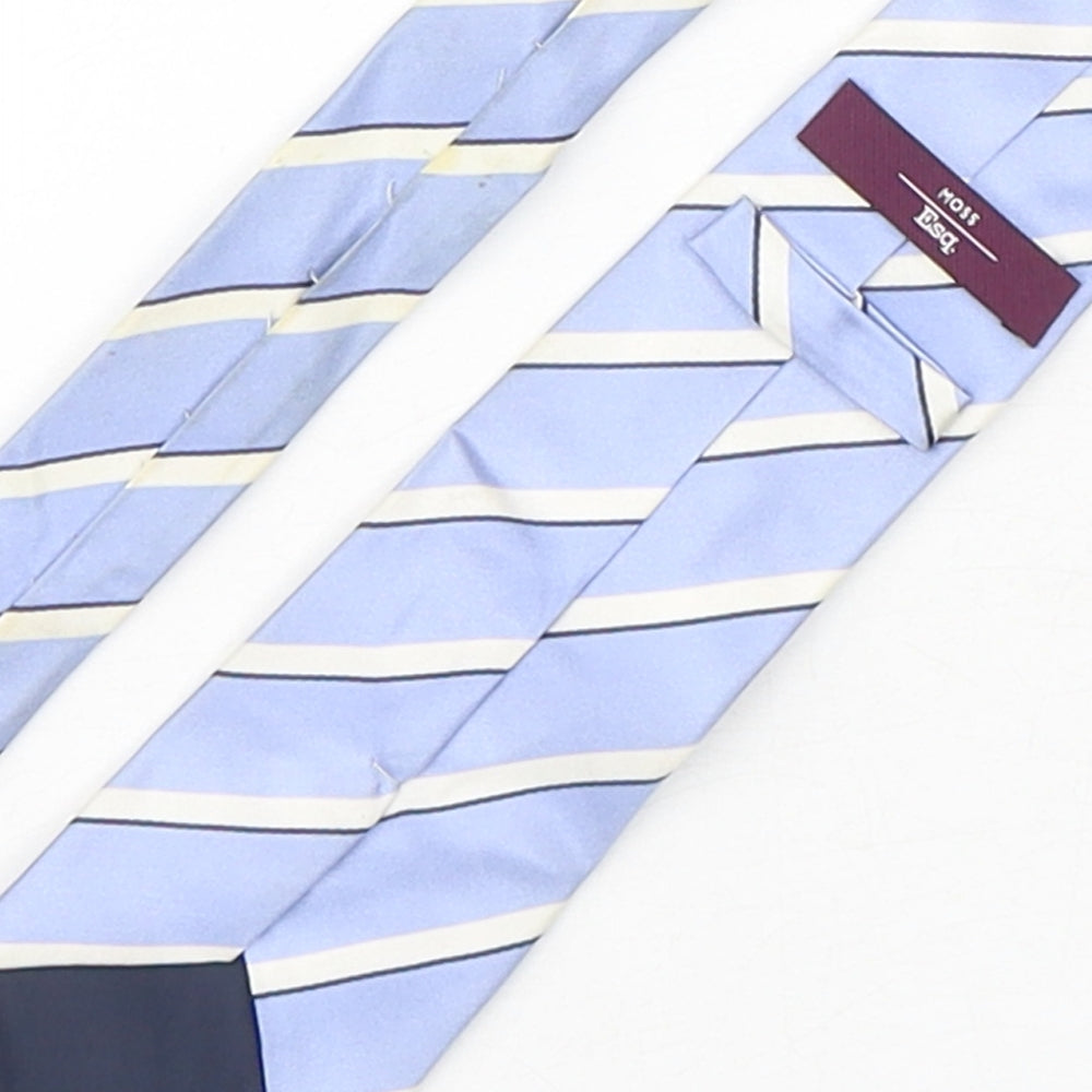 Moss Mens Blue Striped Silk Pointed Tie One Size