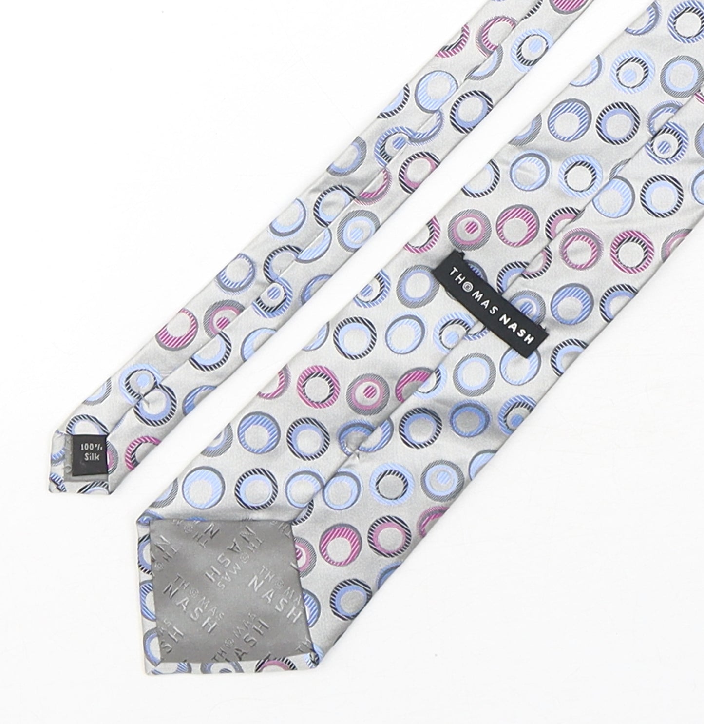 Thomas Nash  Mens Multicoloured Geometric Silk Pointed Tie One Size